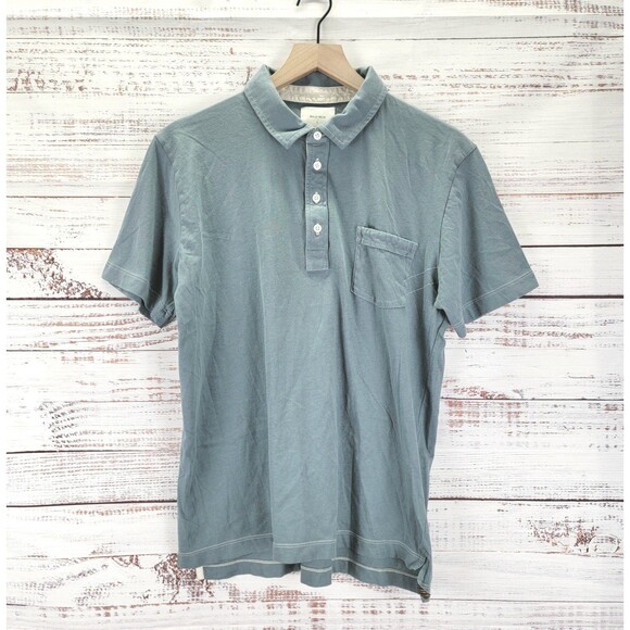 Billy Reid Shirt Men's L Light Blue Short Sleeve Polo Pocket - Picture 1 of 9